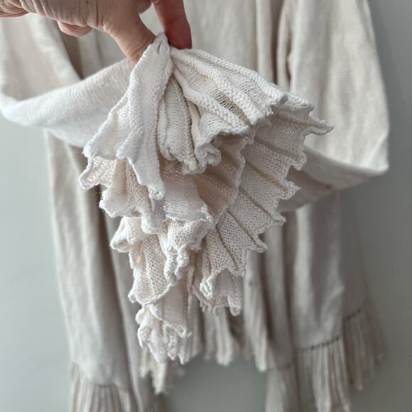 LOGO by Lori Goldstein Women’s Slub Open Front Cardigan Ruffle Detail Size 2x - Picture 5 of 9